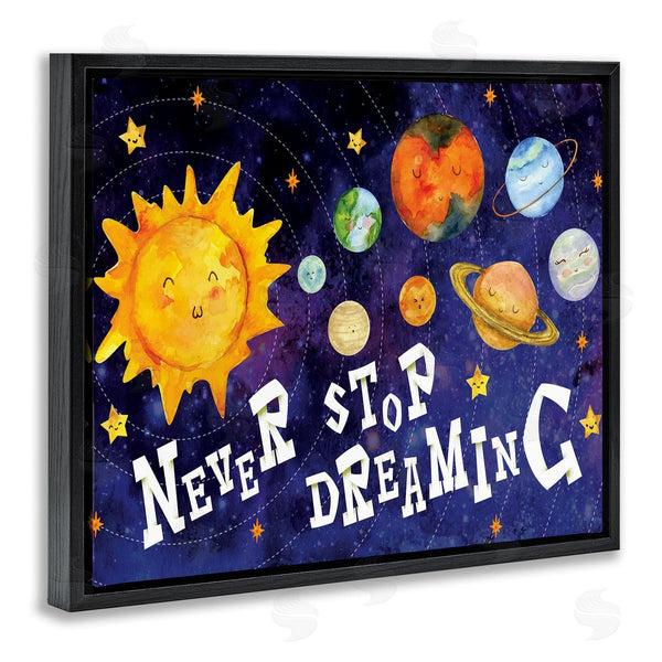 Stupell Industries Nicole DeCamp | Never Stop Dreaming Sentiments Happy Face Solar System Wall Art