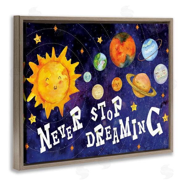Stupell Industries Nicole DeCamp | Never Stop Dreaming Sentiments Happy Face Solar System Wall Art