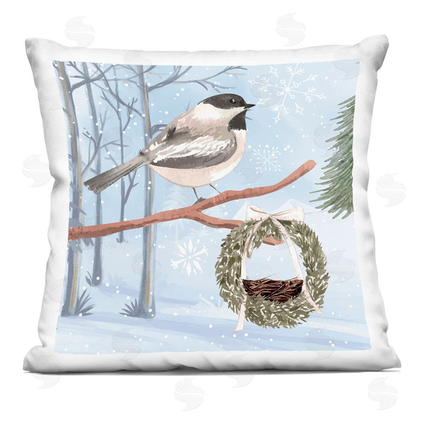 stupell industries Nicole DeCamp | Niveous Woodland Scene Bird Printed Throw Pillow