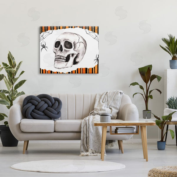 Stupell Industries Nicole DeCamp | Orange & Black Striped Skull Wall Art