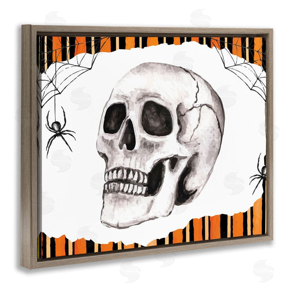 Stupell Industries Nicole DeCamp | Orange & Black Striped Skull Wall Art