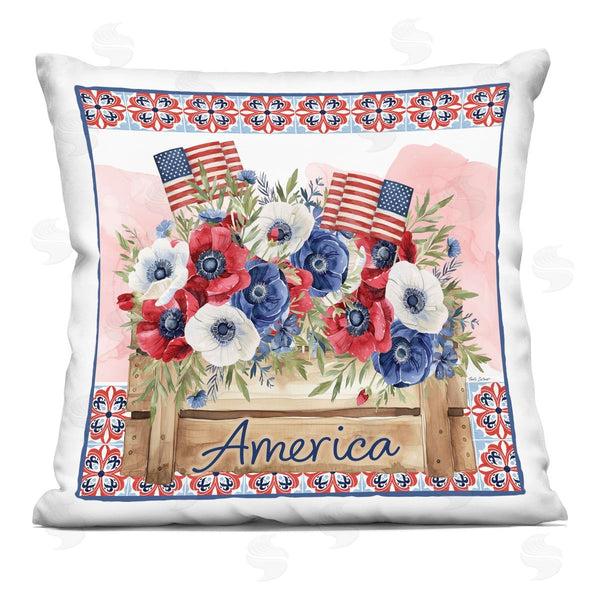stupell industries Nicole DeCamp | Patriotic America Flower Box Printed Throw Pillow