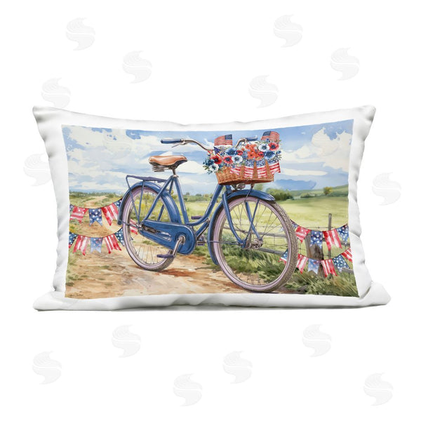 Stupell Industries Nicole DeCamp | Patriotic Bike & Banners Printed Throw Pillow