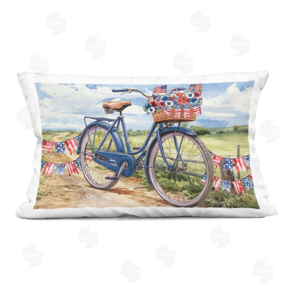 stupell industries Nicole DeCamp | Patriotic Bike & Banners Printed Throw Pillow