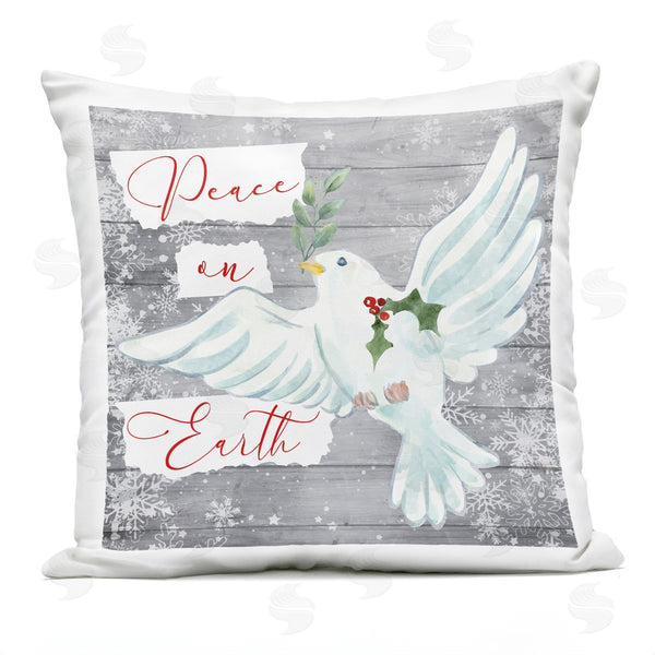 Stupell Industries Nicole DeCamp | Peace On Earth Winter Dove Printed Throw Pillow