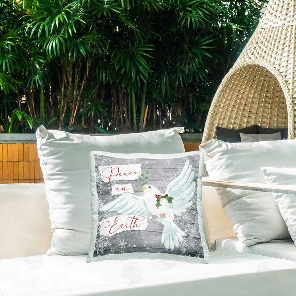 Stupell Industries Nicole DeCamp | Peace On Earth Winter Dove Printed Throw Pillow