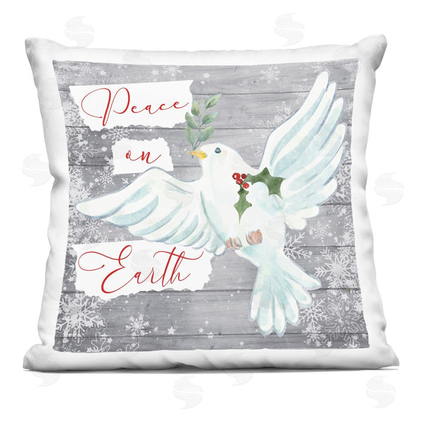 stupell industries Nicole DeCamp | Peace On Earth Winter Dove Printed Throw Pillow