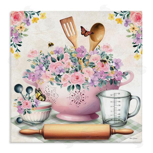 stupell industries Nicole DeCamp | Pink Florals & Utensils Wall Art