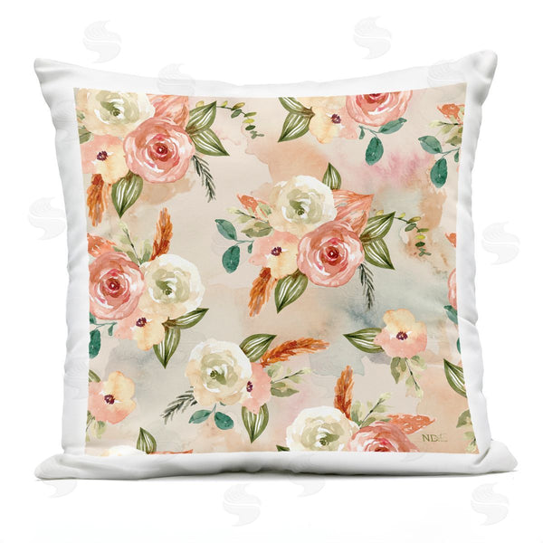 Stupell Industries Nicole DeCamp | Pink Peony Blossom Pattern Printed Throw Pillow