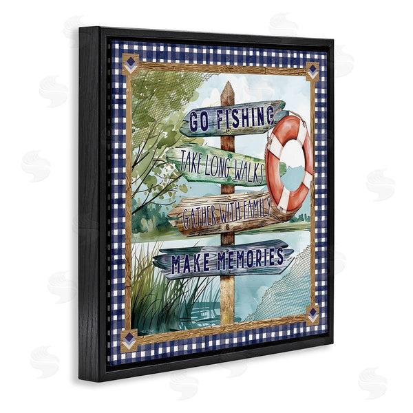 Stupell Industries Nicole DeCamp | Plaid Border Lake Sign