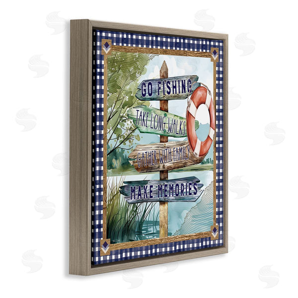 Stupell Industries Nicole DeCamp | Plaid Border Lake Sign