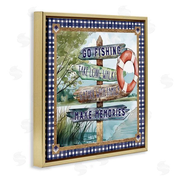 Stupell Industries Nicole DeCamp | Plaid Border Lake Sign