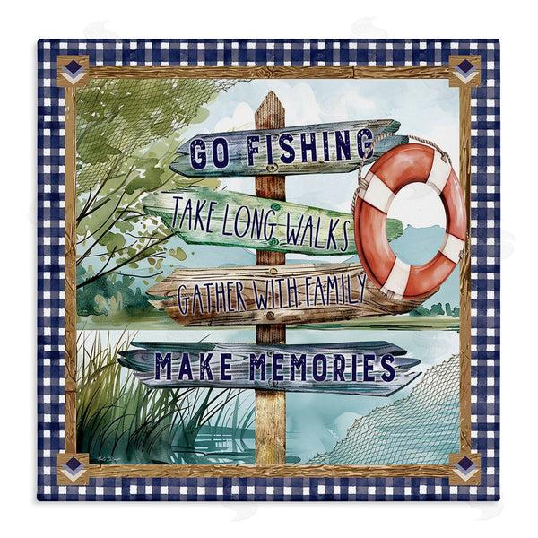 stupell industries Nicole DeCamp | Plaid Border Lake Sign