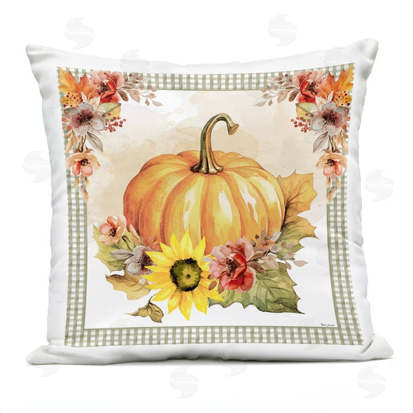 Stupell Industries Nicole DeCamp | Pumpkin With Flower Accent Printed Throw Pillow