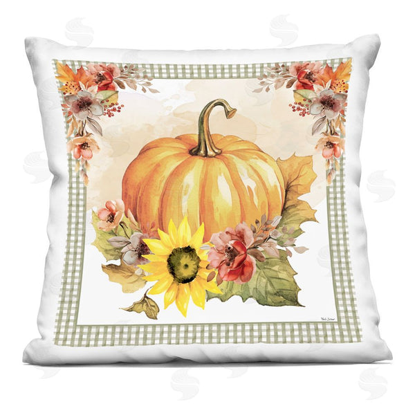 stupell industries Nicole DeCamp | Pumpkin with Flower Accent Printed Throw Pillow