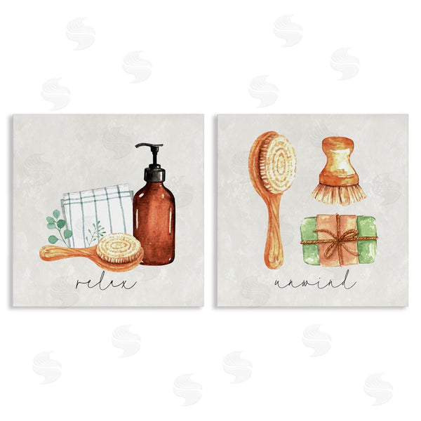 stupell industries Nicole DeCamp | Relax Unwind Bathroom Spa Wall Art