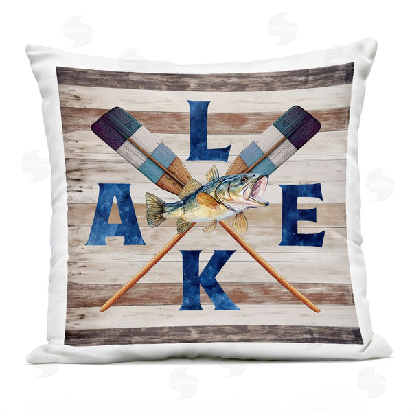 Stupell Industries Nicole DeCamp | Rustic Lake Boat Oars Printed Throw Pillow