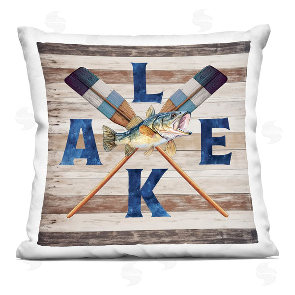 stupell industries Nicole DeCamp | Rustic Lake Boat Oars Printed Throw Pillow