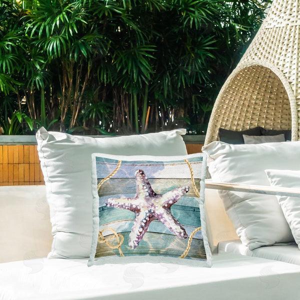 Stupell Industries Nicole DeCamp | Rustic Maritime Starfish Printed Throw Pillow