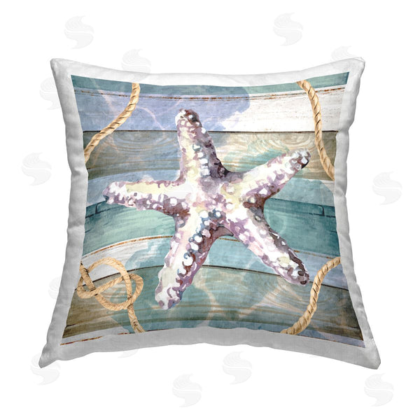 stupell industries Nicole DeCamp | Rustic Maritime Starfish Printed Throw Pillow