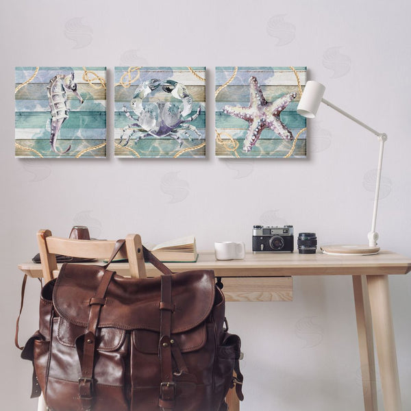 Stupell Industries Nicole DeCamp | Sea Life Plank Pattern Wall Art