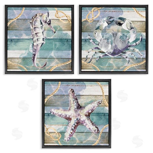 Stupell Industries Nicole DeCamp | Sea Life Plank Pattern Wall Art