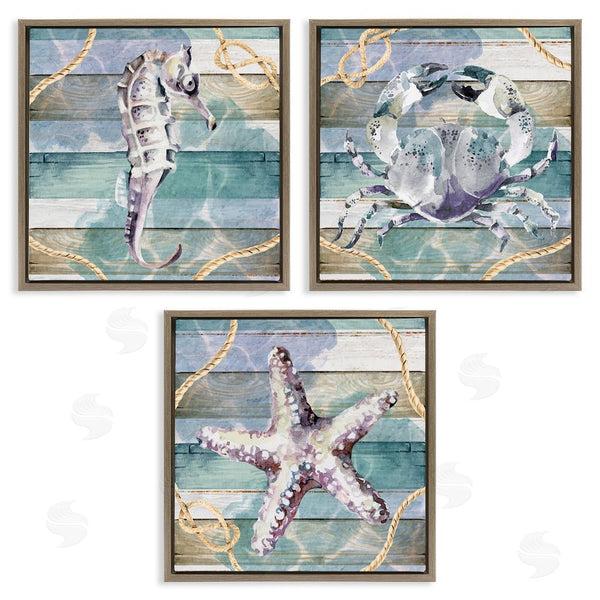 Stupell Industries Nicole DeCamp | Sea Life Plank Pattern Wall Art