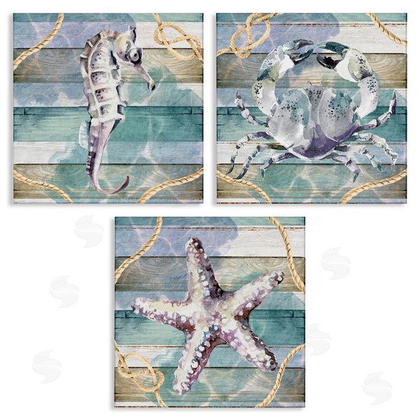 stupell industries Nicole DeCamp | Sea Life Plank Pattern Wall Art