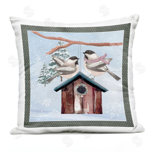 Stupell Industries Nicole DeCamp | Seasonal Winter Birds Snowflakes Printed Throw Pillow
