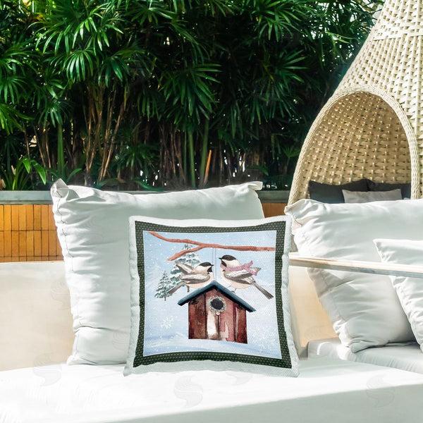 Stupell Industries Nicole DeCamp | Seasonal Winter Birds Snowflakes Printed Throw Pillow