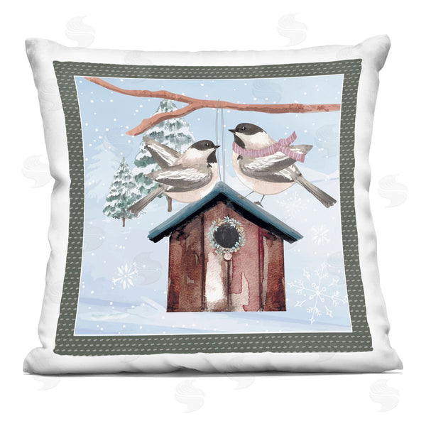stupell industries Nicole DeCamp | Seasonal Winter Birds Snowflakes Printed Throw Pillow