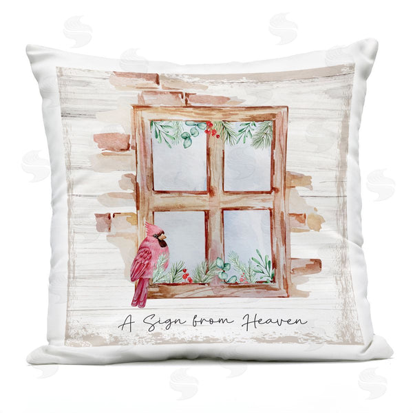 Stupell Industries Nicole DeCamp | Sign From Heaven Cardinal Windowsill Printed Throw Pillow