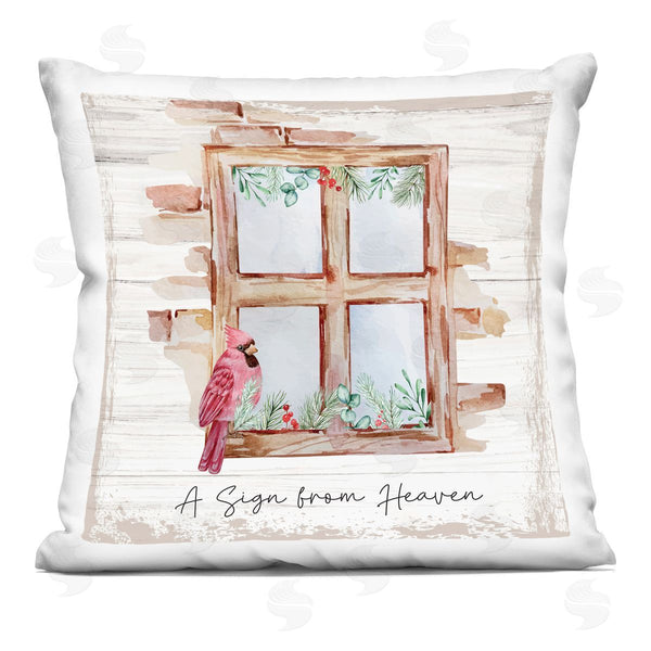 stupell industries Nicole DeCamp | Sign From Heaven Cardinal Windowsill Printed Throw Pillow
