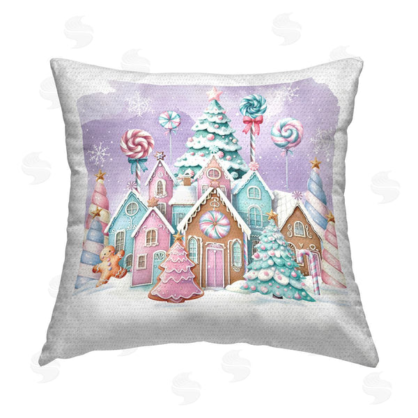 Stupell Industries Nicole DeCamp | Snowy Gingerbread House Printed Throw Pillow
