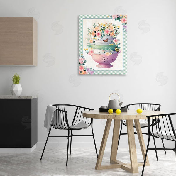 Stupell Industries Nicole DeCamp | Stacked Bowls Plaid Border Wall Art