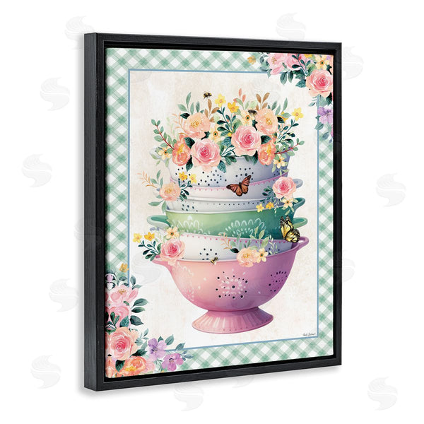 Stupell Industries Nicole DeCamp | Stacked Bowls Plaid Border Wall Art