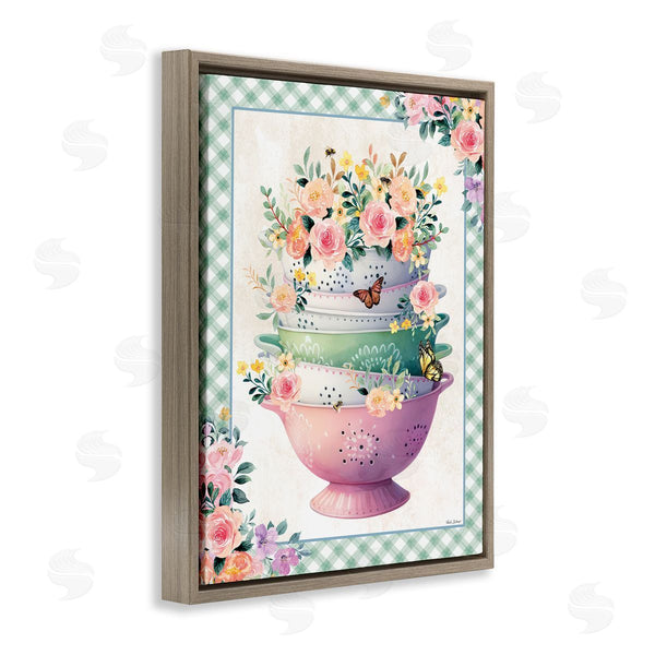 Stupell Industries Nicole DeCamp | Stacked Bowls Plaid Border Wall Art