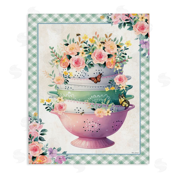 stupell industries Nicole DeCamp | Stacked Bowls Plaid Border Wall Art