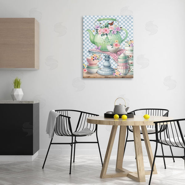 Stupell Industries Nicole DeCamp | Tea Kettle On Gingham Wall Art