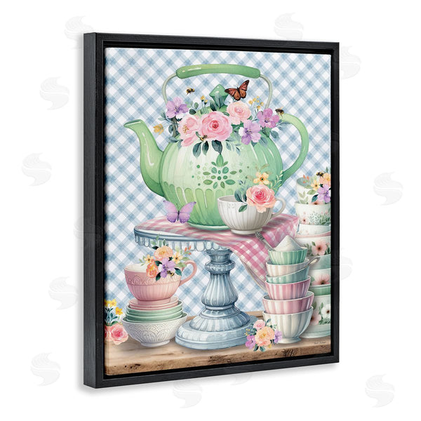 Stupell Industries Nicole DeCamp | Tea Kettle On Gingham Wall Art