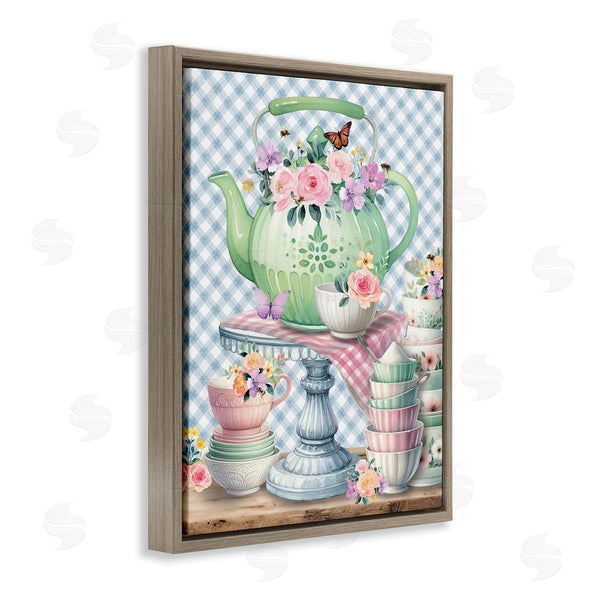Stupell Industries Nicole DeCamp | Tea Kettle On Gingham Wall Art