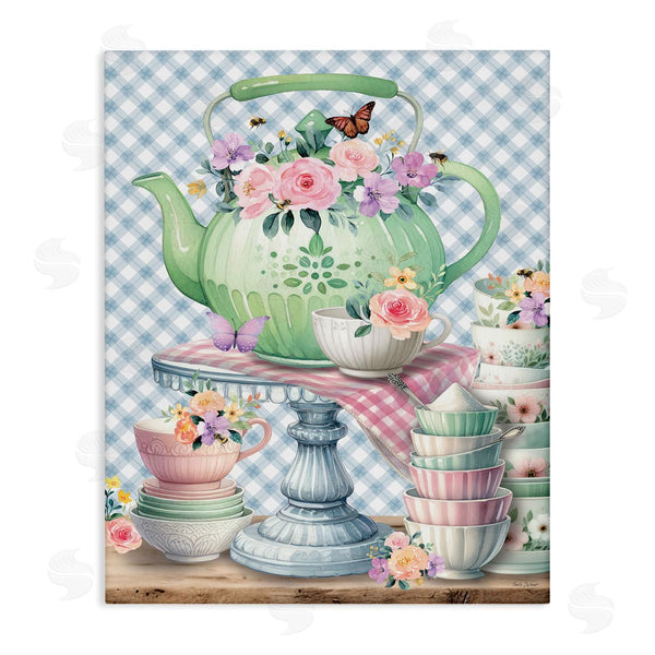 stupell industries Nicole DeCamp | Tea Kettle on Gingham Wall Art