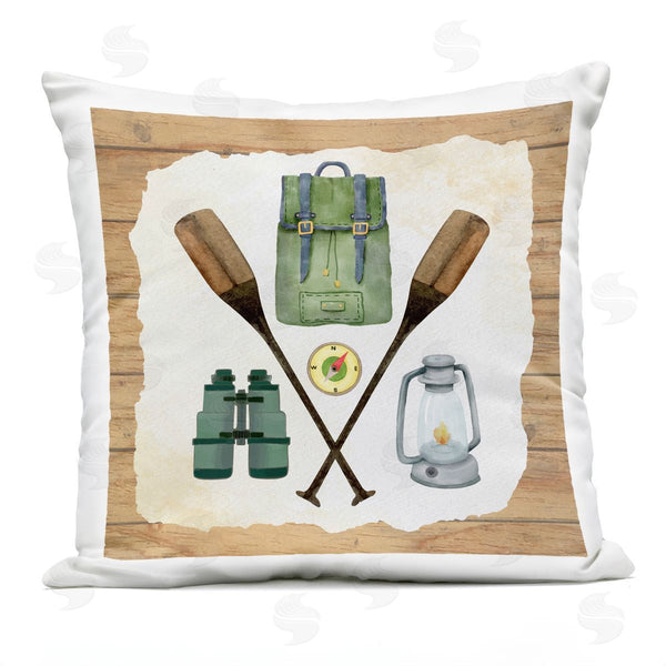 Stupell Industries Nicole DeCamp | Various Camping Gear Rustic Grain Pattern Printed Throw Pillow