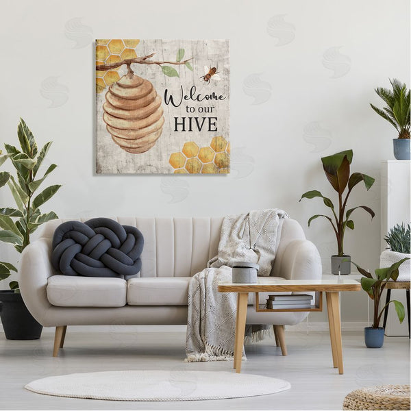Stupell Industries Nicole DeCamp | Welcome To Our Hive Honeycomb Pattern Wall Art