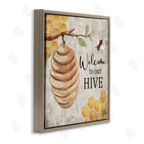 Stupell Industries Nicole DeCamp | Welcome To Our Hive Honeycomb Pattern Wall Art