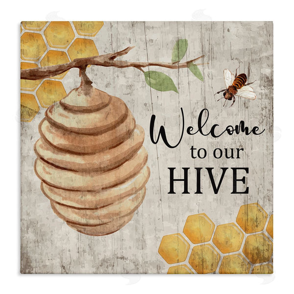 stupell industries Nicole DeCamp | Welcome To Our Hive Honeycomb Pattern Wall Art