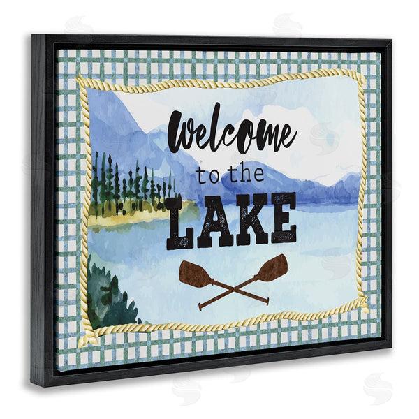 Stupell Industries Nicole DeCamp | Welcome To The Lake Phrase Crossed Oars Mountain Forest Wall Art