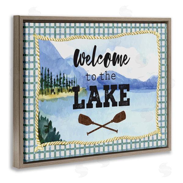 Stupell Industries Nicole DeCamp | Welcome To The Lake Phrase Crossed Oars Mountain Forest Wall Art