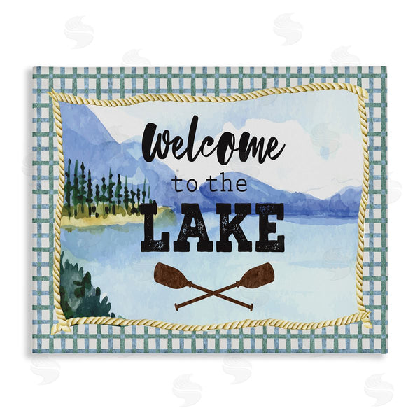 stupell industries Nicole DeCamp | Welcome to the Lake Phrase Crossed Oars Mountain Forest Wall Art