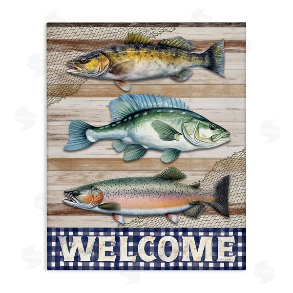 stupell industries Nicole DeCamp | Welcome with Rustic Fish